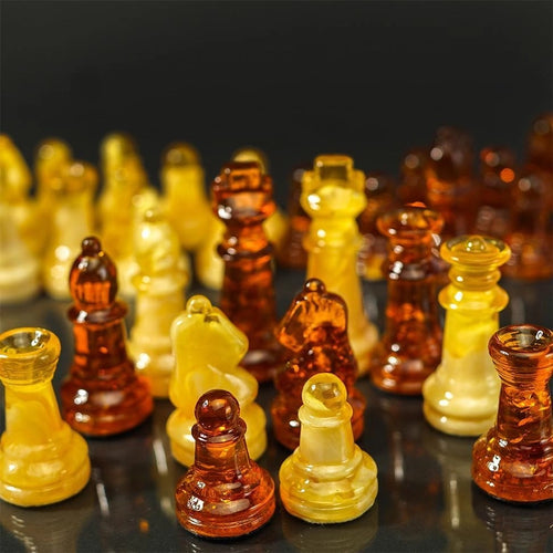 Exclusive Baltic Amber Chess Set with Board