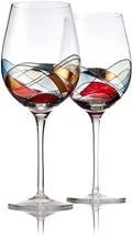 Hand Painted Red Wine Glasses Set of 2